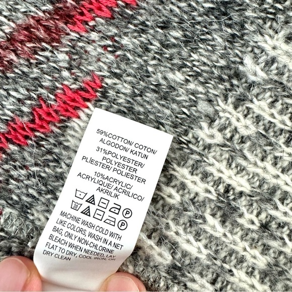 Lucky Brand NWT $148 Women’s Sz S Open Front Cardigan Sweater Striped Grey & Red - Picture 8 of 12